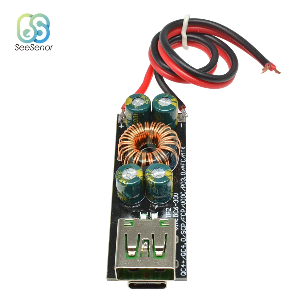 USB qc4.0 qc3.0 usb DC-DC-コンバーター,ステップダウンモジュール,6-32v 9v 12v 24v,急速充電回路基板
