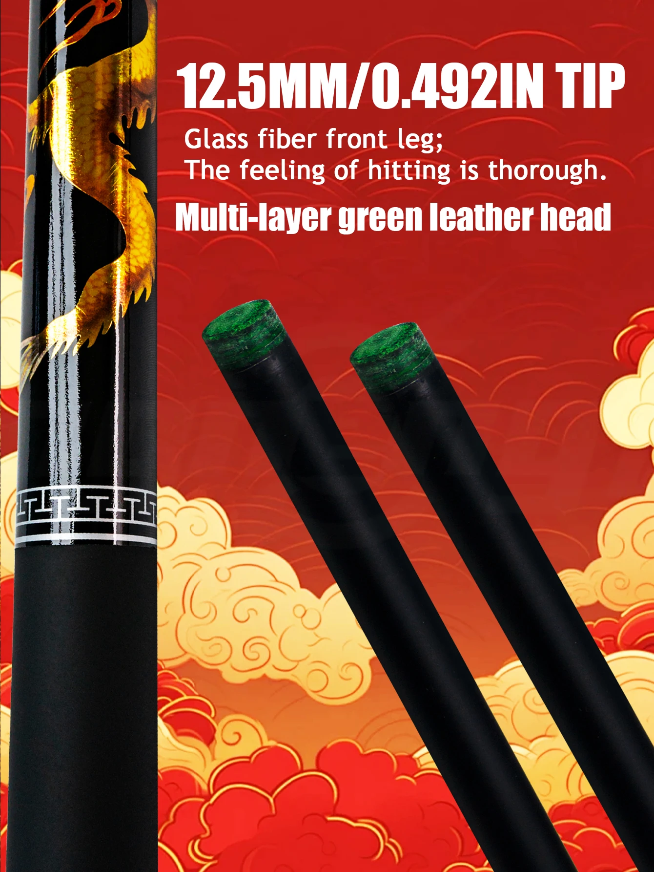Professional Carbon Billiard Cue with Dragon Design for 9 Ball and Carom High Performance Pool Stick 12.5mm