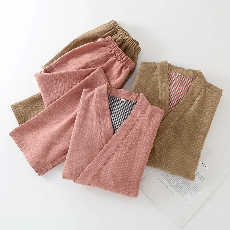 

Women or Men Unisex Cardigan Robe Pajamas Traditional Bathrobe Long Nightgown 100% Cotton Comfortable Sleepwear Clothing D0105