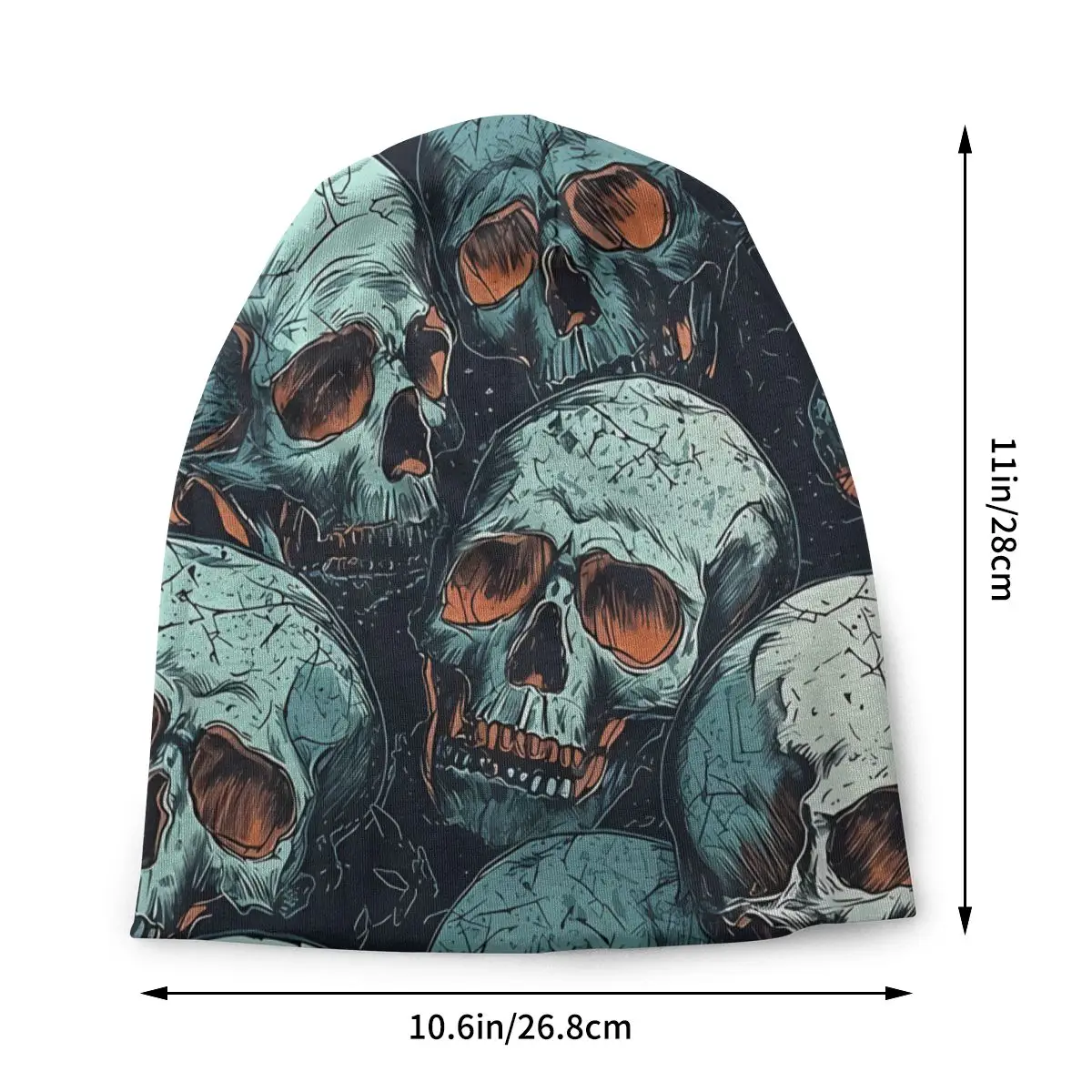 Grunge Skulls Skullies Beanies Fashion Hats Hand Drawn Grunge Skulls Thin Bonnet Hipster Caps Men Women's Earmuffs