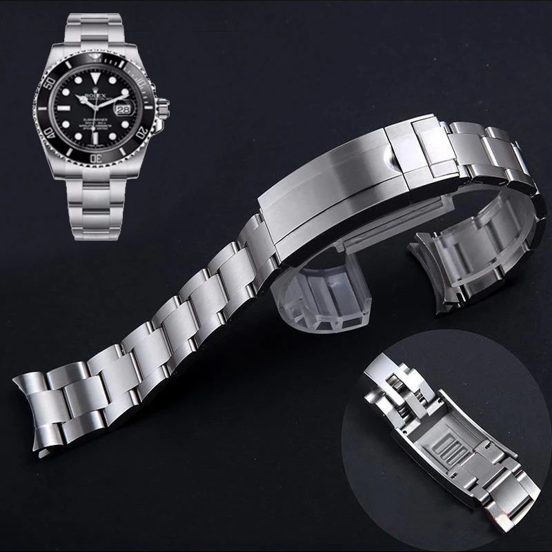 Watch Band For Rolex SUBMARINER DAYTONA SUP GMT Men Fine-Tuning Pull Button Clasp Strap Solid Stainless Steel Bracelet 20mm 21mm