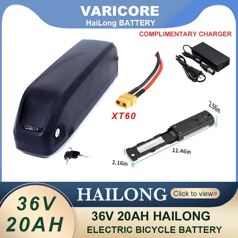 Hailong 36V 20AH Li-ion batterie 30A BMS 42v 350W 500W 750W 1000W 18650 cellule avec chargeur Original