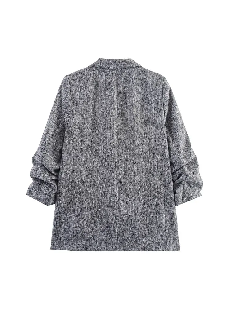 NLZGMSJ Vintage Chic Frauen Blazer Solide Einreiher Langarm Blazer Neue Mode Herbst Winter Büro Dame Blazer