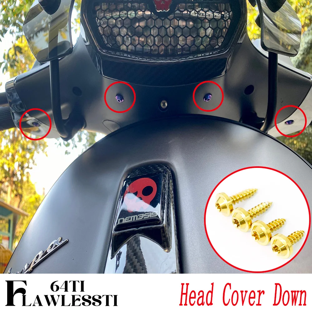 FLAWLESSTI Gr5 Titanium Bolt Front Wheel Hub Brake Front Caliper Brake ABS Disc Engine Oil Crankcase Bolt For Vespa Sprint 180