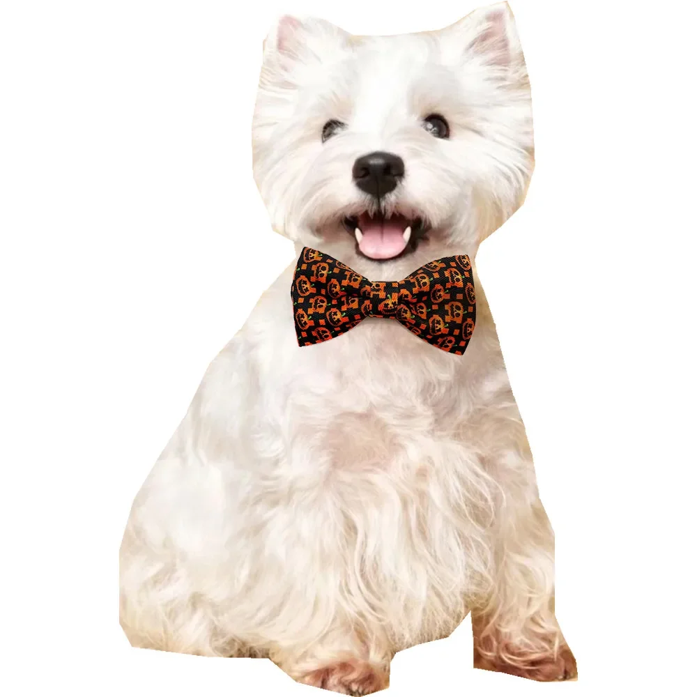 30/50pcs Halloween Dog Bow Tie Pet Dog Grooming Accessories Small Dog Puppy Adjustable Removable Necktie Collar Pet Products