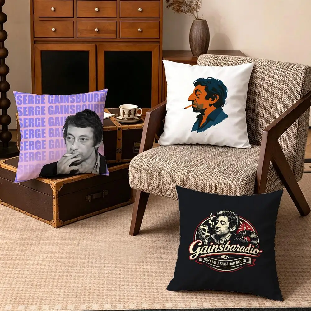 Celebrity-Serge GainsbourgS Cushion Cover Soft Velvet Cushion Cover Set 4Pcs 50x50 45x45 Zipper Pillowcase for Home Decor