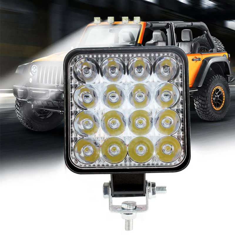 48w 16LED Dust Proof Working Light Spotlight Truck Off Road Tractor 12V ABS+LED Accessories High Intensity Headlights