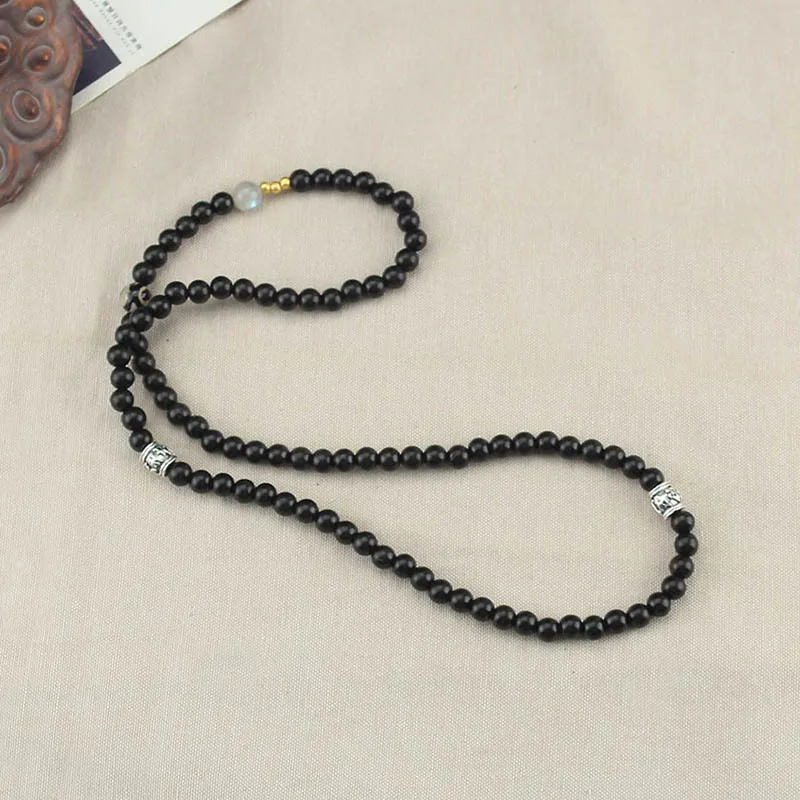 DIY accessories Vintage three-circle sandalwood couple bracelet love moonstone bracelet wooden bead dzi bead wrist jewelry chain