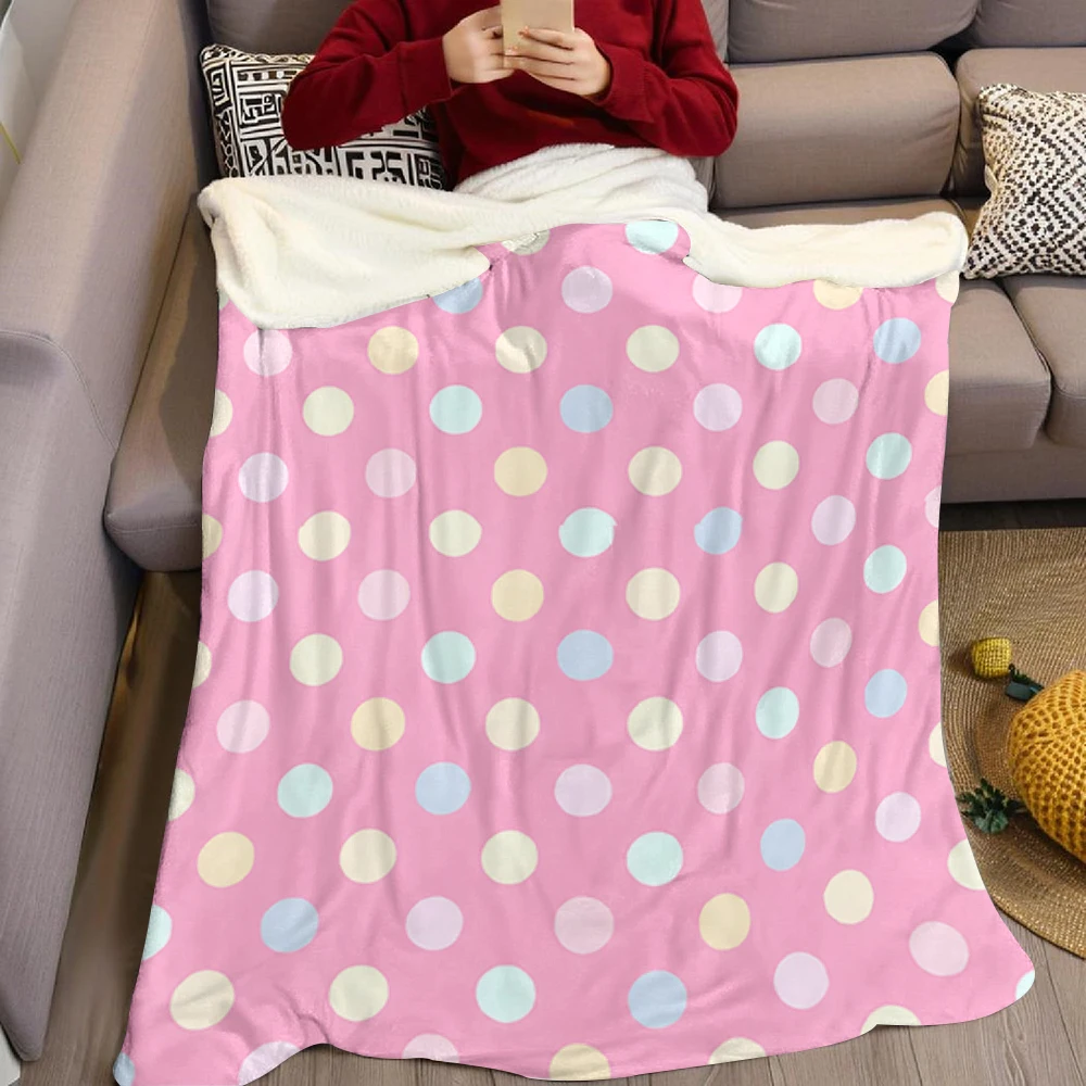 Pink Lace Bat Polka Dots Flannel Blanket Warm Soft Halloween Christmas Decorative Couch Warm Cozy All-Season Gift