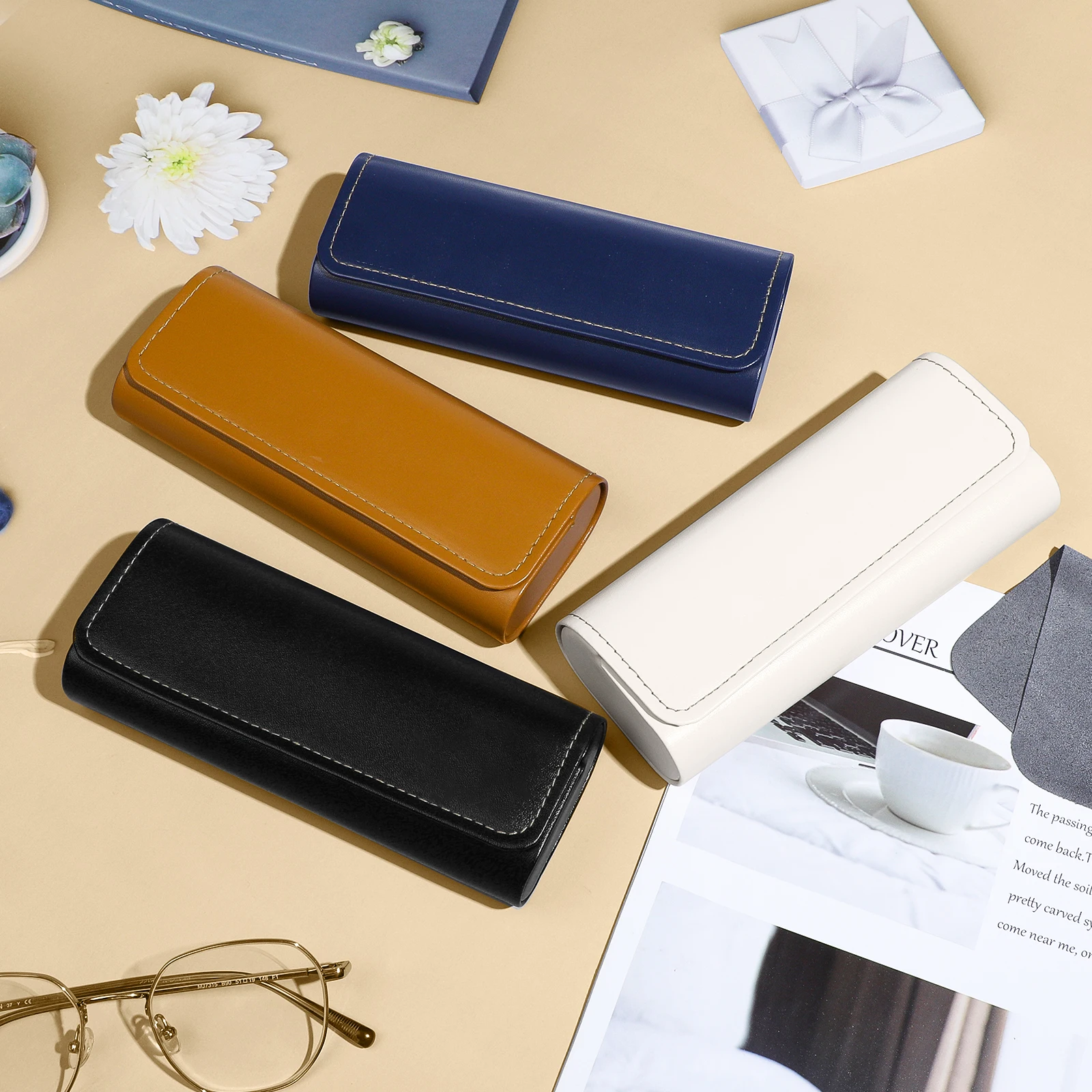 PU Leather Glasses Case Portable Men Women Sunglasses Myopia Presbyopia Storage Box Anti-Pressure Eyeglasses Bag Eyewear Accesso