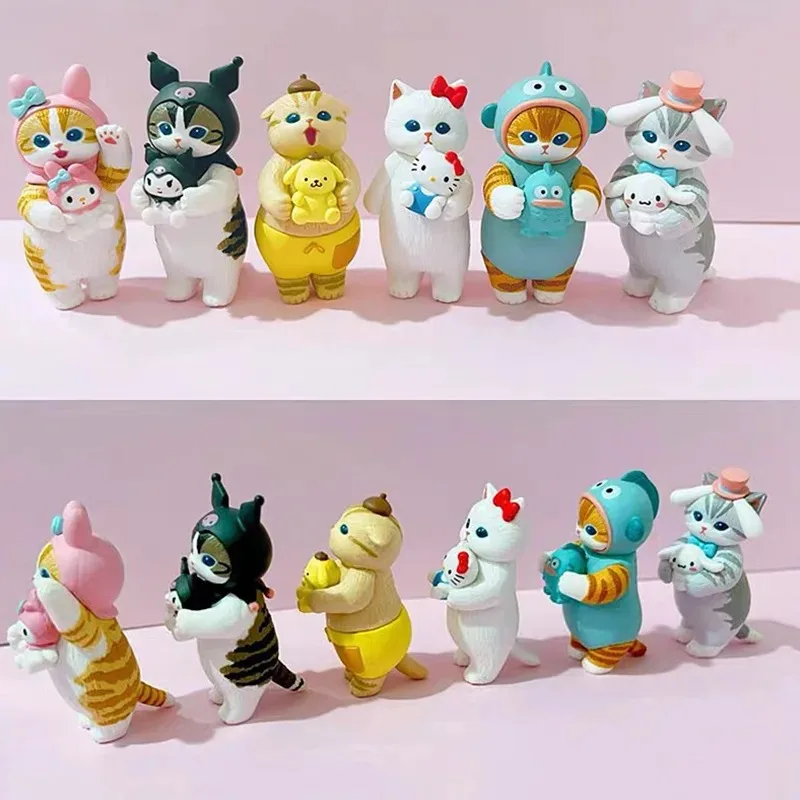 Sanrio figuras mofusand tubarão gato caixa cega kuromi minha melodia personagem figuras brinquedo ornamentos bonecas fãs crianças presente