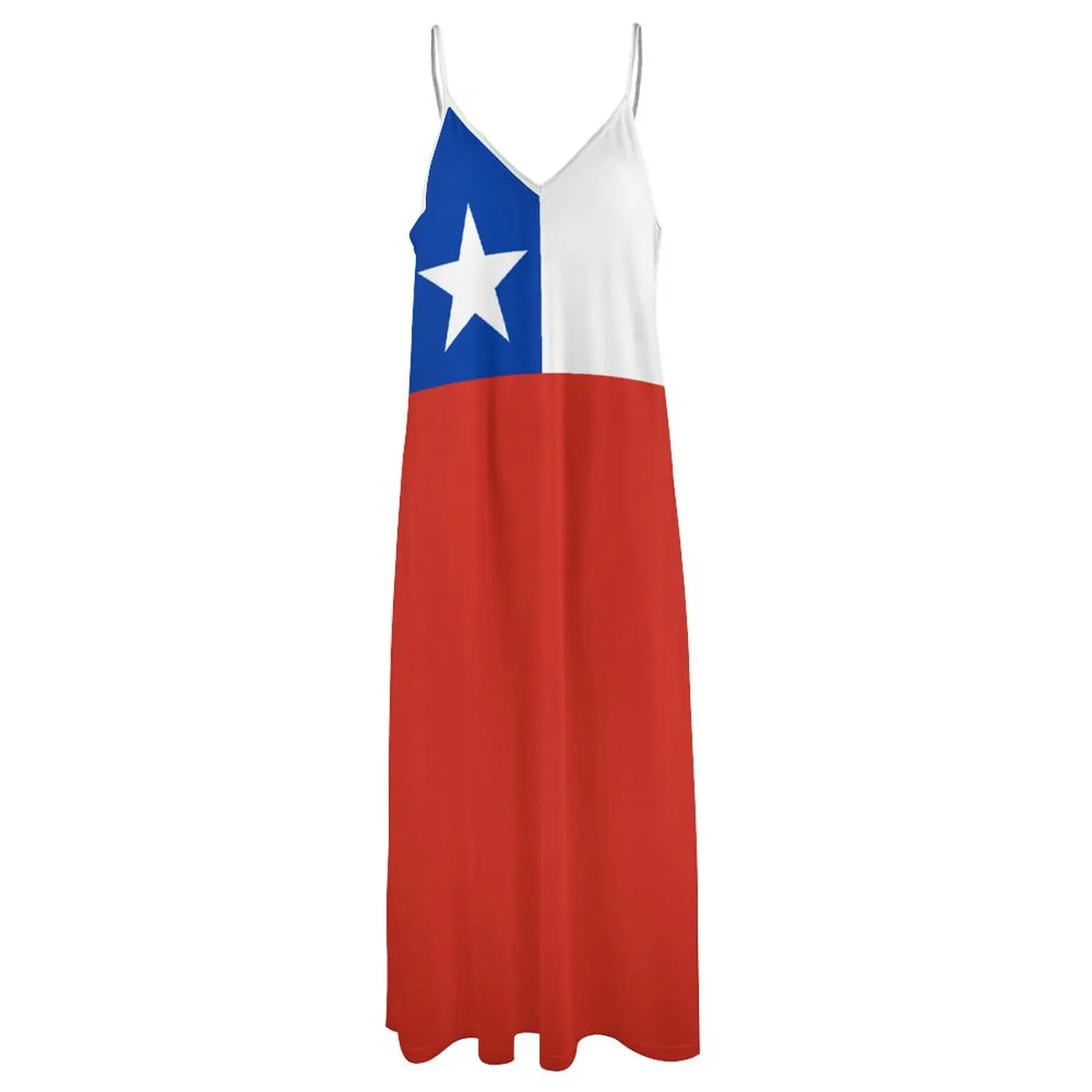 Long Dresses Dress Chile Flag Print New Casual Sleeveless Women\'s V-Neck Printed Dress Swing Retro Dresses