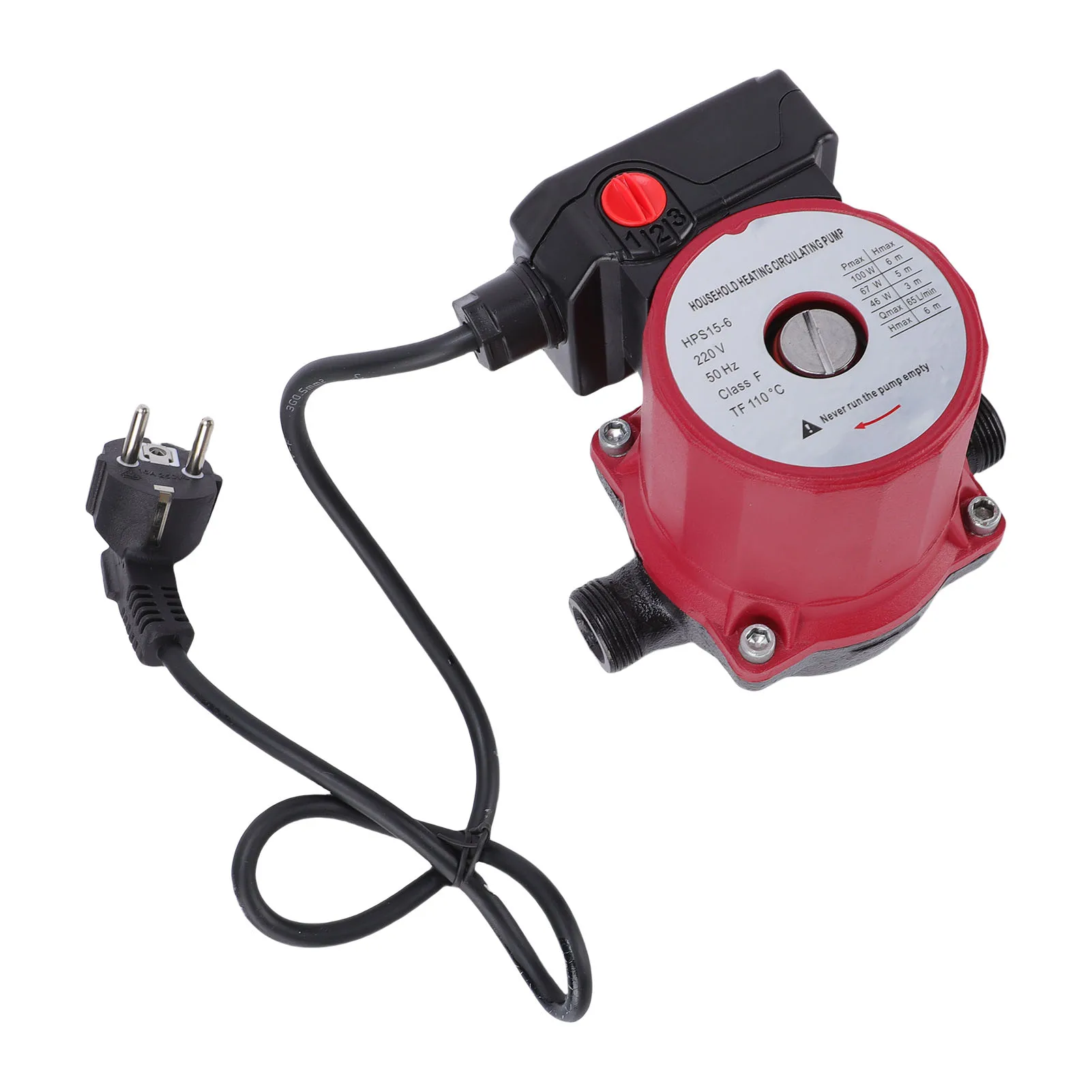Hot Water Recirculating Pump 65L/min 46W 67W 100W 3 Speed Shielded Circulation Pump for Heater System NPT 1 In Pipe 3/4 In Joint