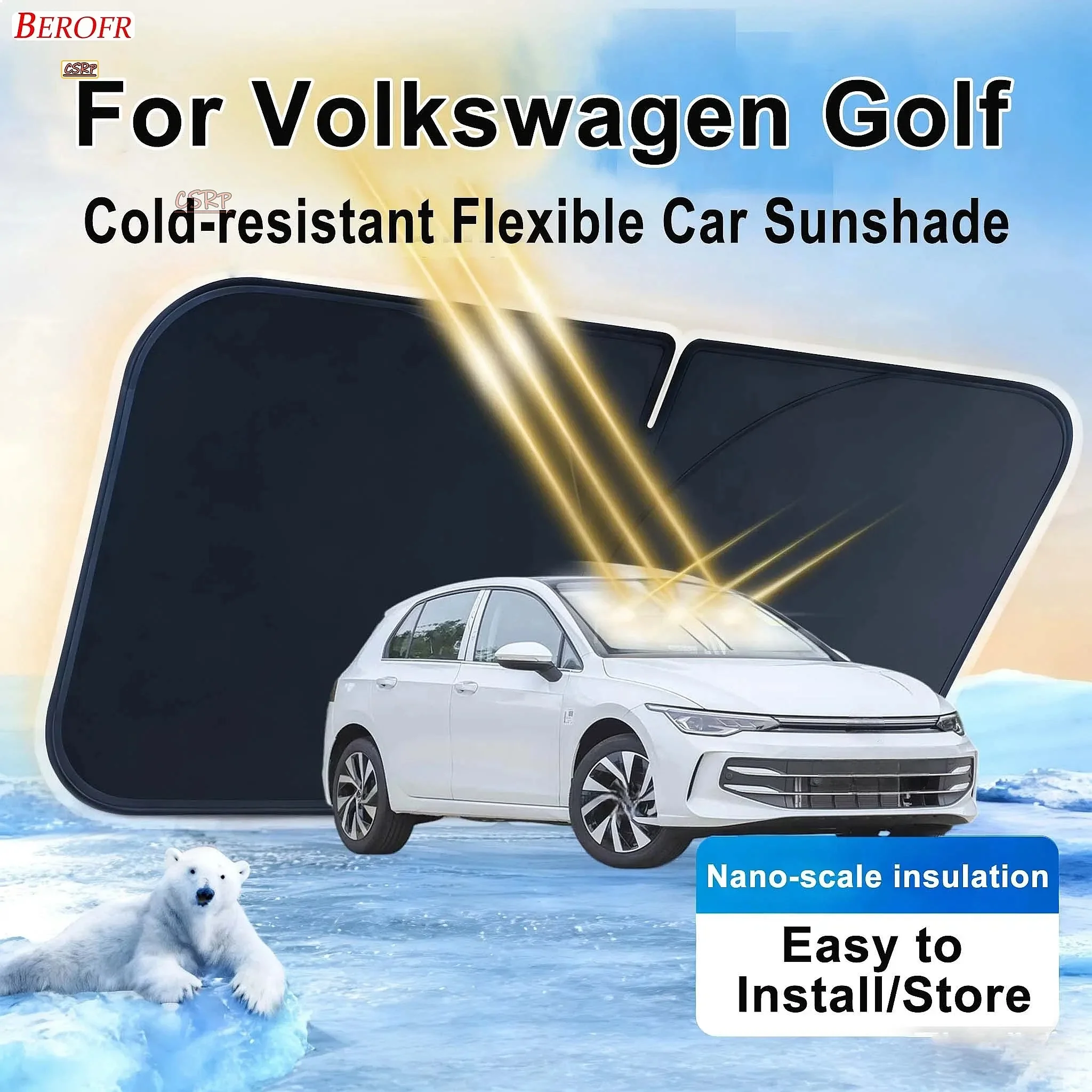 For Volkswagen Golf 2024-2026 Car Windshield Sunshade Cover Front Window Sun Shade Heat Insulation Summer Auto Accessories