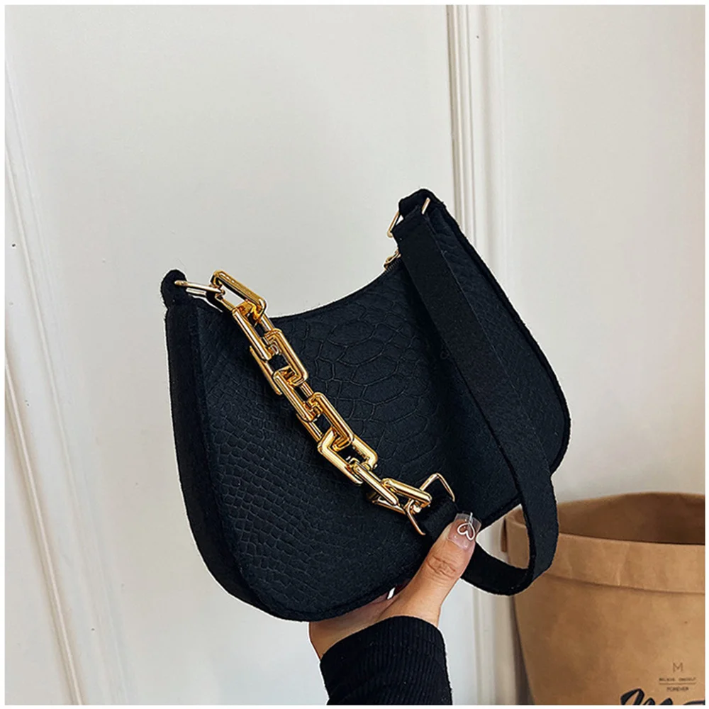 High Brand Fashion Simple Crocodile Underarm Bag New Bag Niche Trend Felt Bag Commuter Shoulder Bag Female Purses