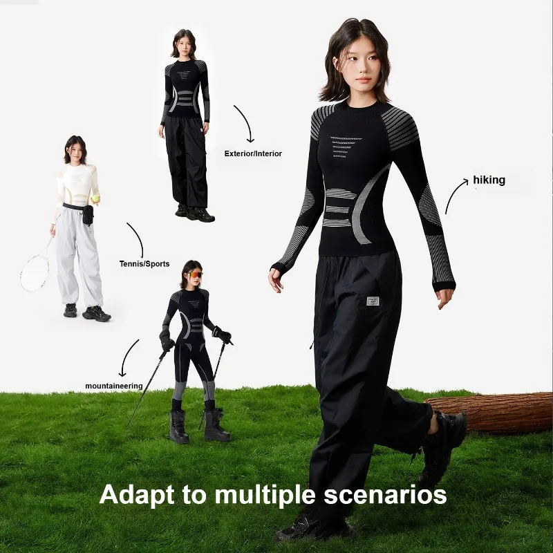 مجموعة طبقة قاعدة التزلج للرجال والنساء الحرارية سريعة الجفاف فتل الرطوبة ملابس ضغط الرياضات الشتوية ملابس داخلية خارجية قيعان