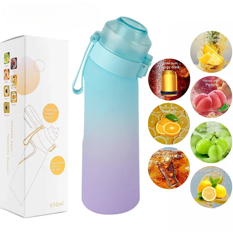 1 PCS Air Flavored Water Bottle With 7 Flavor Pods Sports Fashion Straw Tritan Plastic Cup Suitable for Outdoor Sports Fitness