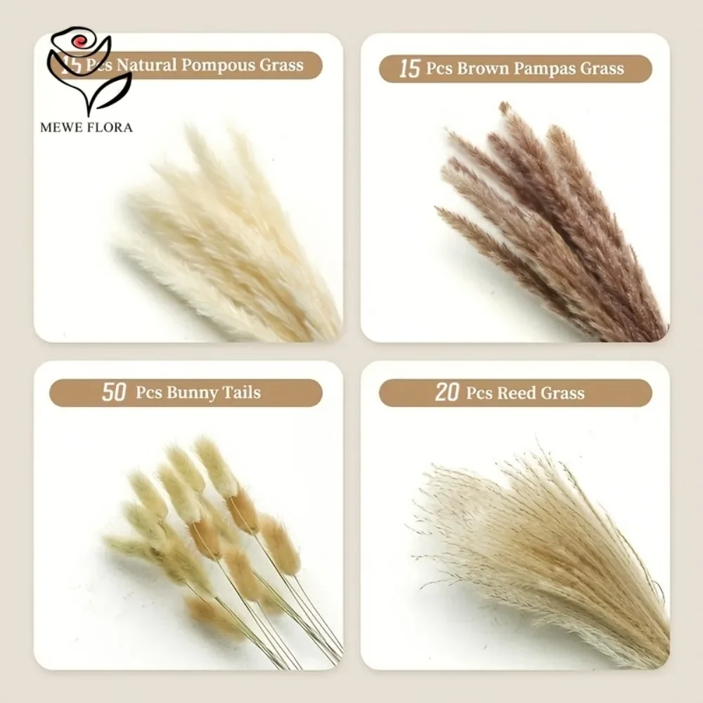 Natural Dried Pampas Grass Bouquets Wedding Boho Home Decor Real Whisk Fluffy Rabbit Tail Party Christmas Decoration Supplies