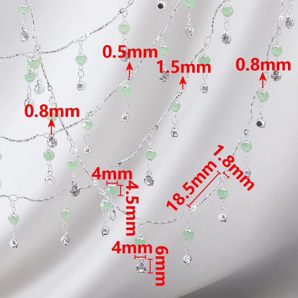 1Meter Glass Beads Crystal Pendant Copper Chain DIY Necklace Bracelet Antique Tassel Chain Jewelry Making Supplies view 6