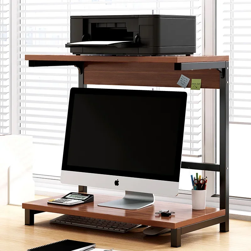 Multifunctional Office Laptop Stand Double Storage Printer Shelf for Home Study Efficient Space Use Modern Design