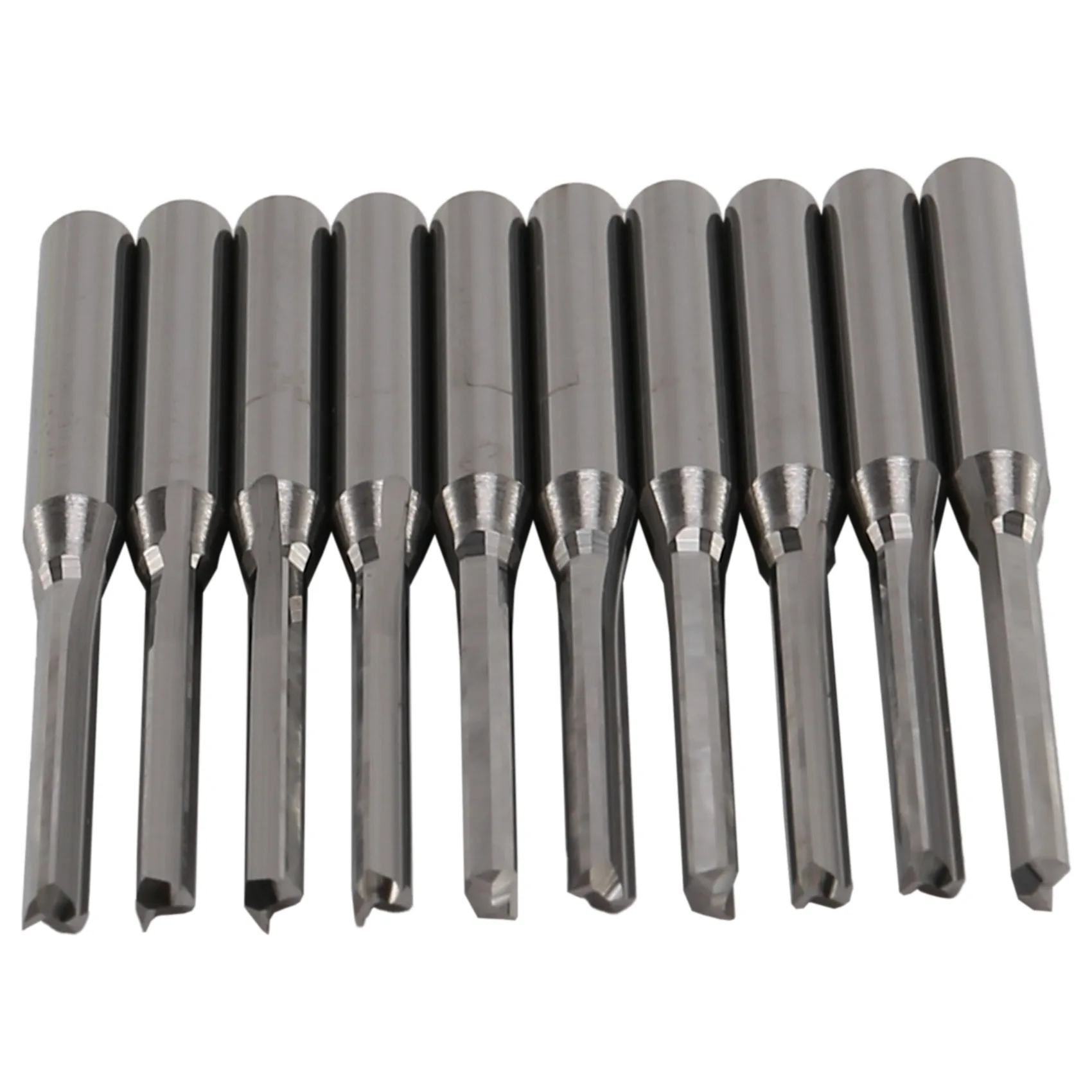 

RUAI 10 Pcs Two Flutes Straight End Mills Straight Slot Bit Wood Cutter Two Double Flute Bits 3.175X2X17Mm for CNC Router
