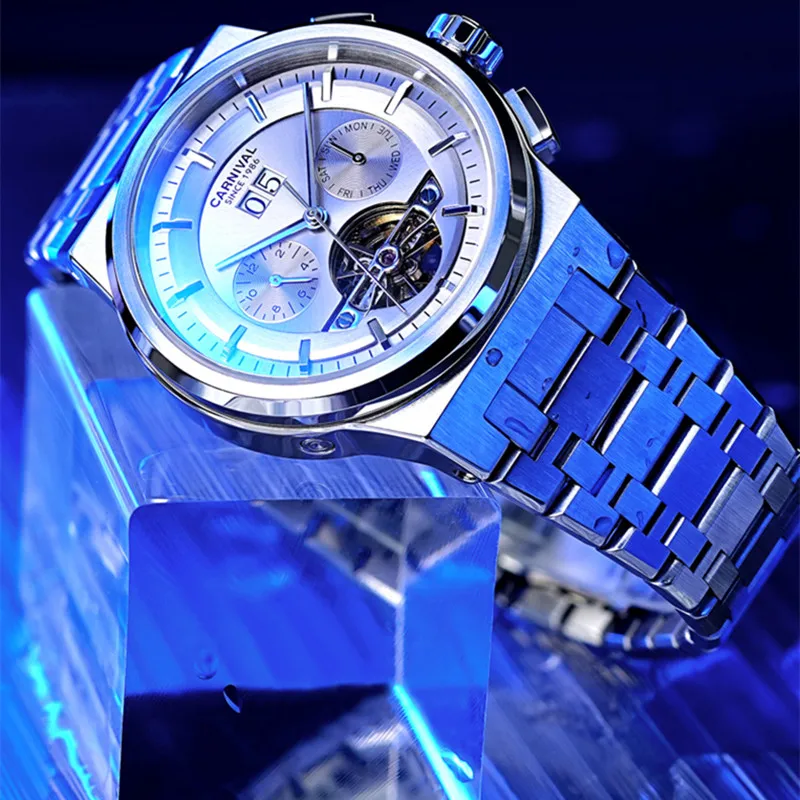 Carnival Brand Business Watch Man Fashion Luxury Waterproof Sapphire Military Automatic Mechanical Wristwatch Clock Montre Homme