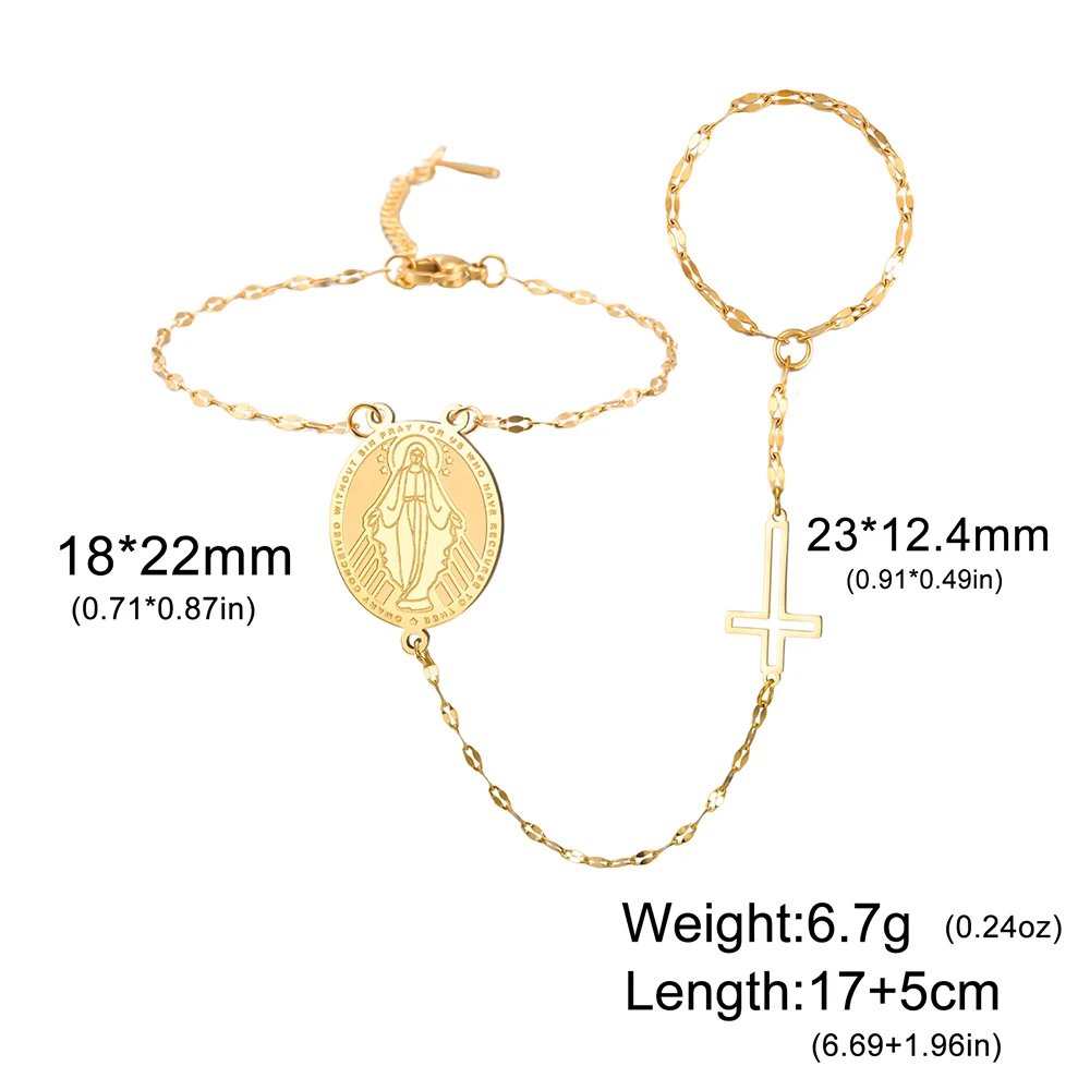 داوابارا مريم العذراء سلسلة اليد الصليب سوار المجوهرات المسيحية الدينية هدية عيد الميلاد الفولاذ المقاوم للصدأ #6