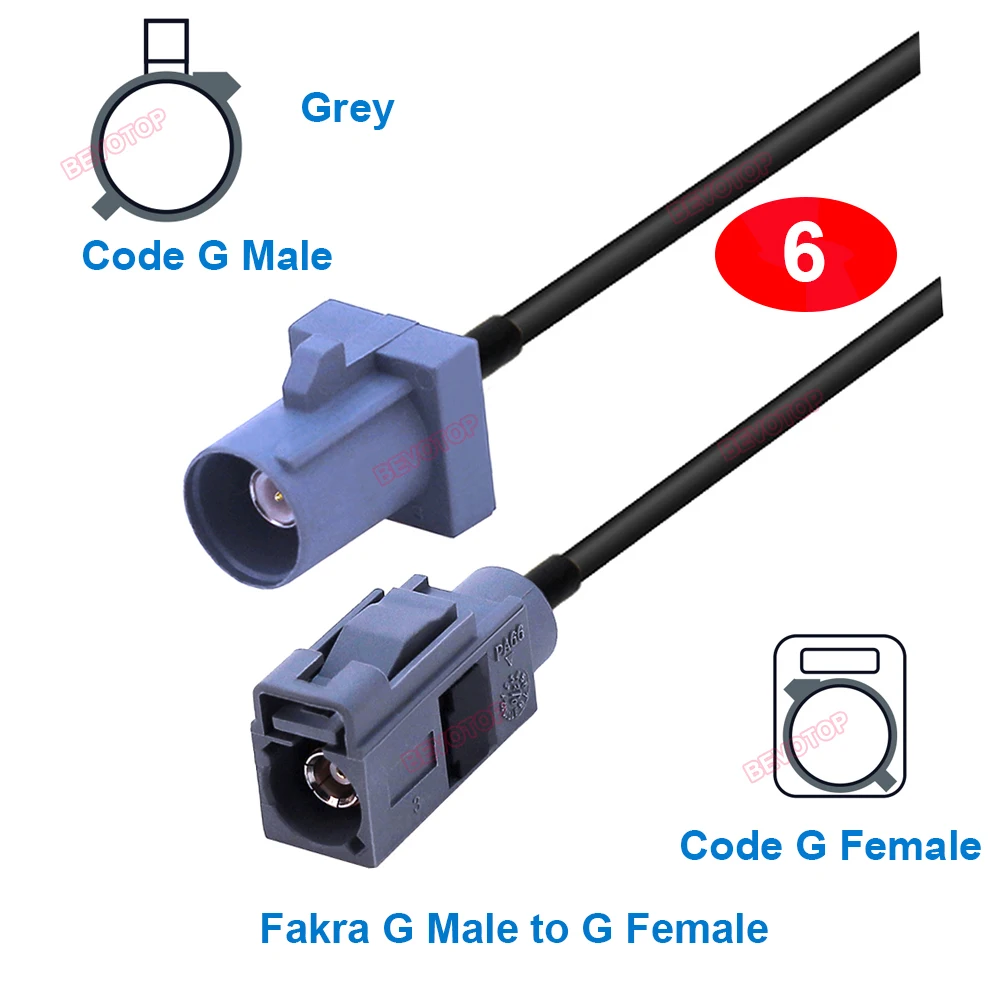 1PCS 10CM~20M Grey Fakra G Male/Female RG174 Extension Cable for Remote Control RF Coaxia Fakra Jumper BEVOTOP Custom-made Cable