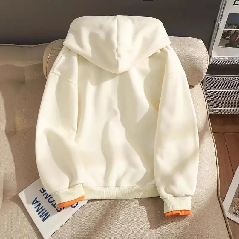 Women's Winter Autumn Tops Sweatshirt Hooded Padded Thickened Fake Two Pieces Splicing Large Size Vintage Comfortable Leisure