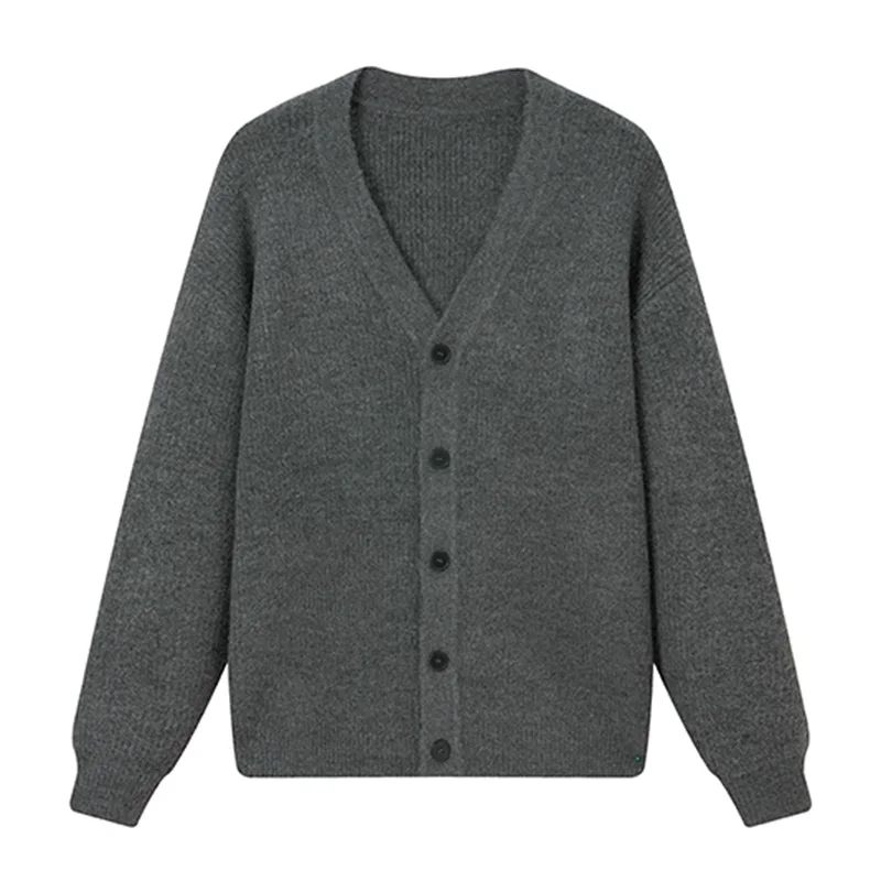 

Solid Classic Cardigan V-Neck Men Sweater All Match Sweatercoat Winter Quality Acrylic Blends Elastic Knitwear Sueters De Hombre