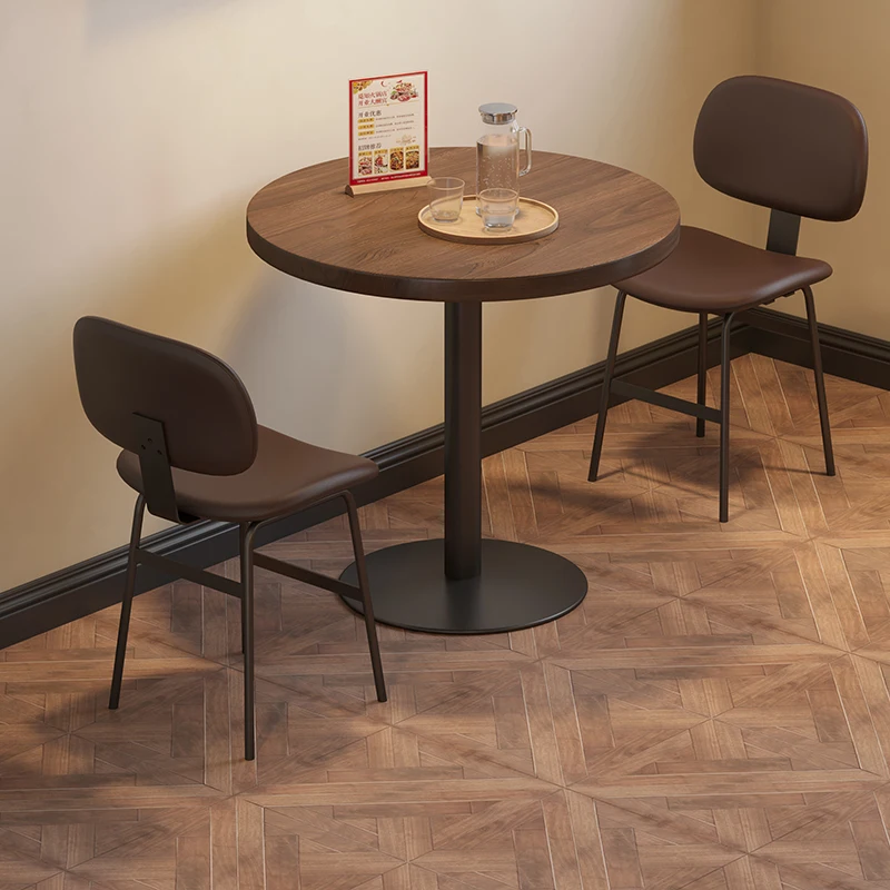 

Milk tea snack shop commercial canteen fast food restaurant table and chair combination wrought iron round dining table 1018