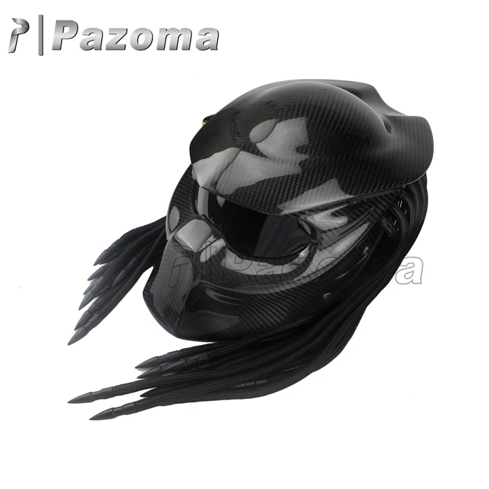 Safety Certification High Quality Black Predator Carbon Fiber Motorcycle Helmet Full Face Iron Man Helmet