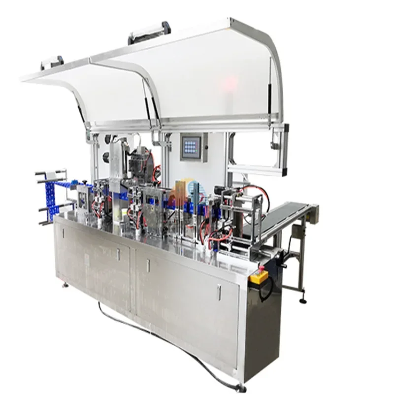 Full Automatic Four Side Seal Wet Wipes Packaging Machine With 304 Stainless Steel Cover