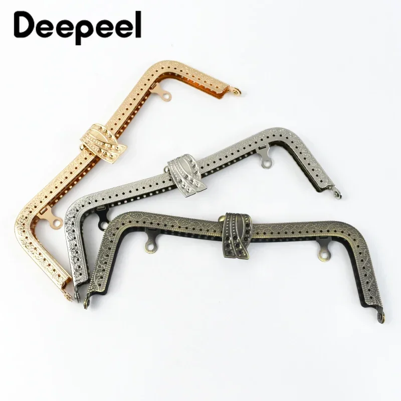 1/2Pcs Deepeel 20cm Handbag Metal Frame Handle Retro Print Leaf Head Kiss Clasp Handles DIY Wallet Handmade Bag Accessories