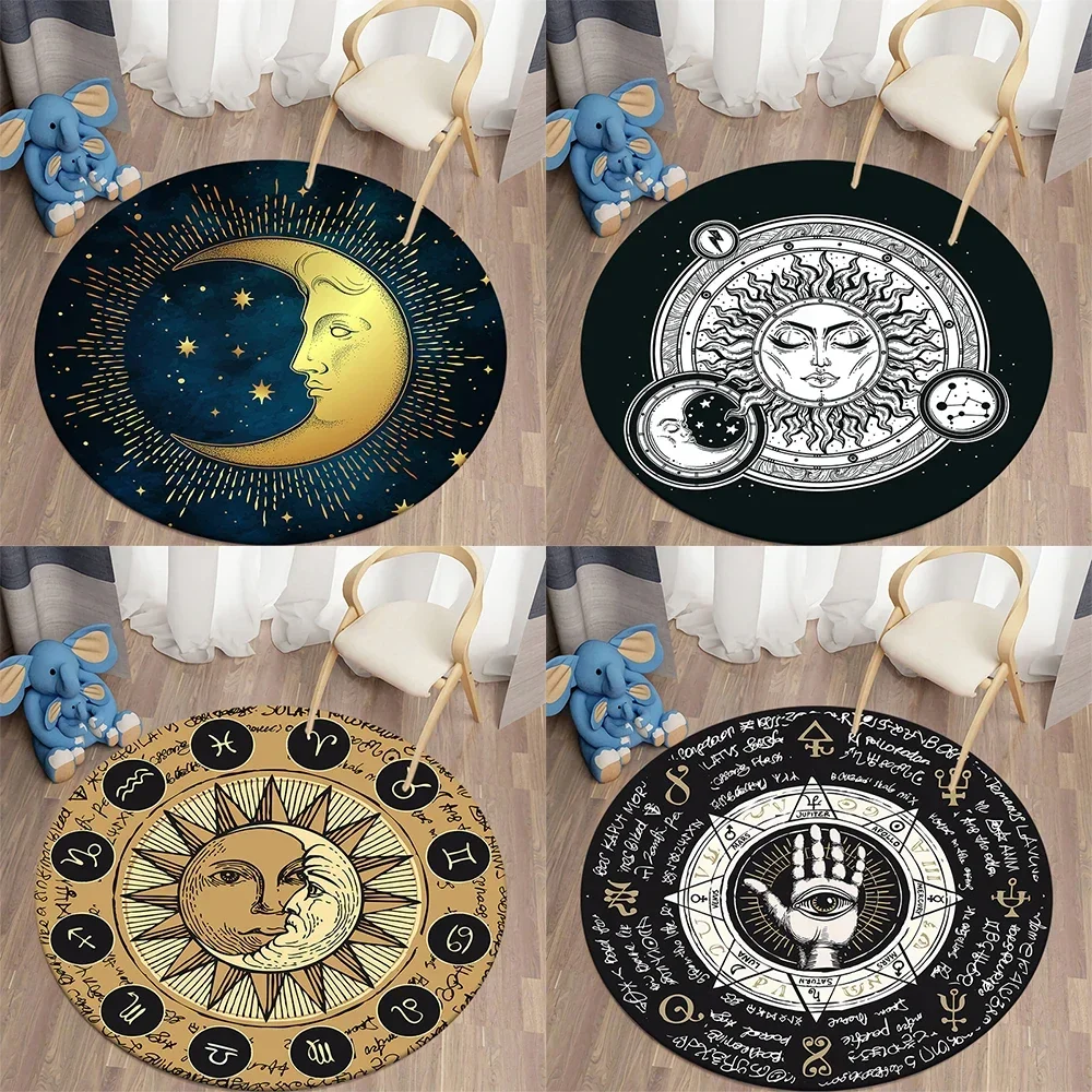 Bohemian Totem Style tarot Round Carpet Home Living Room Bedroom Bathroom Floor Decoration