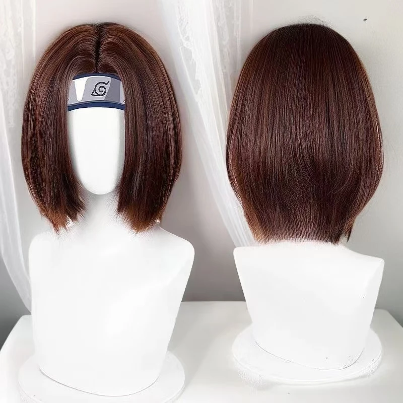 Anime Nohara Rin Cosplay Wig Short Brown Hair Heat Resistant Synthetic Fiber With Rose Net Cap High Quality Halloween Wig