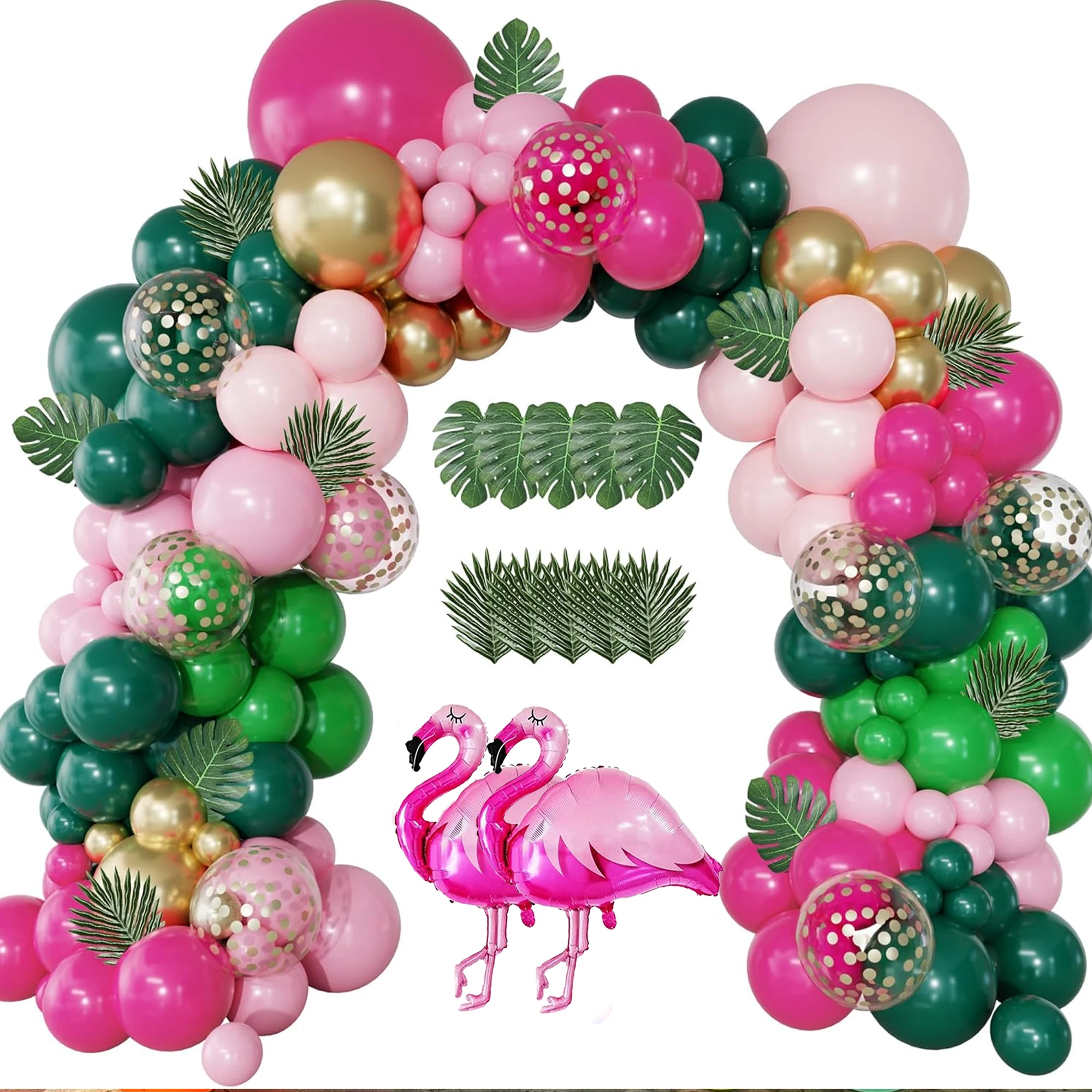 149 Stück hawaiianisches Flamingo-Ballon-Set, Schildkröte, Blatt-Rückseite, Dekoration, tropischer Sommer, Hawaii, Party, Geburtstag, Hochzeit, Party-Dekoration