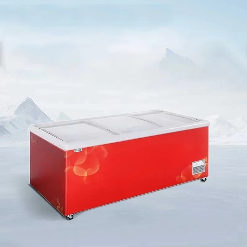 Supermarket Commercial Horizontal Double Freezer Single-Temperature Sliding Glass Door Island for Supermarket