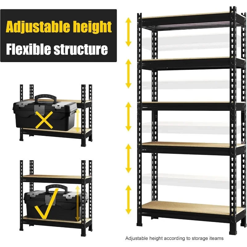 Storage Shelves 5 Tier Adjustable Garage , Heavy Duty Metal Storage Utility Rack Shelf Unit for Warehouse Pantry Closet Kitchen