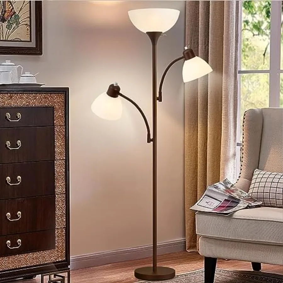 

Floor Lamps for Living Room 72" Tall Standing Lamp Torchiere Lamp with 2 Reading Lamps Industrial Bright Floor Lamp for Bedroom