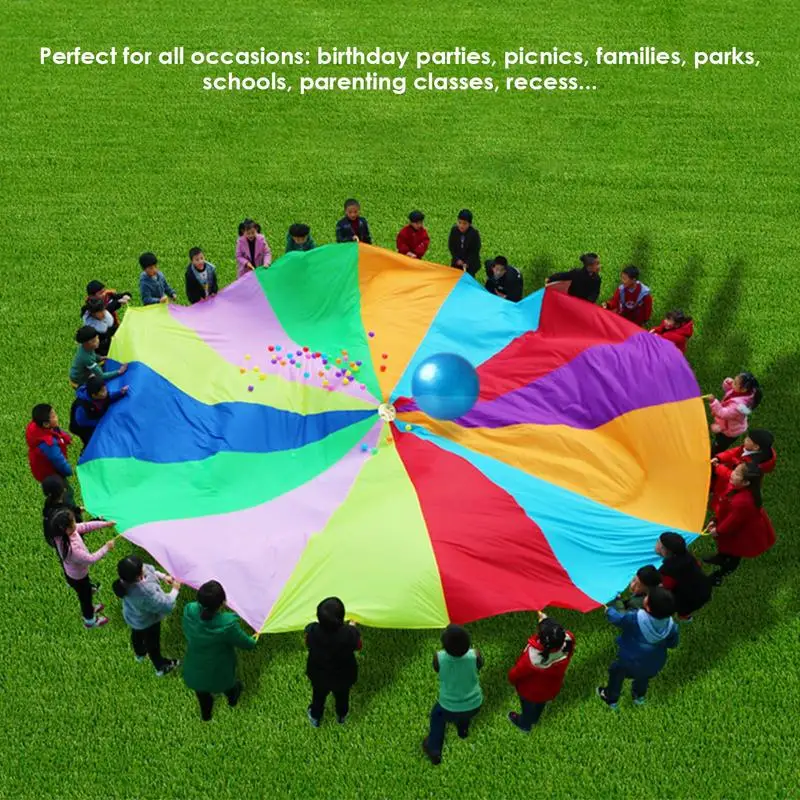 2/3m Giant Parachute for Kids Party Game Parachute With Handles Elementary School Gymnastics Equipment Outdoor Cooperative Games