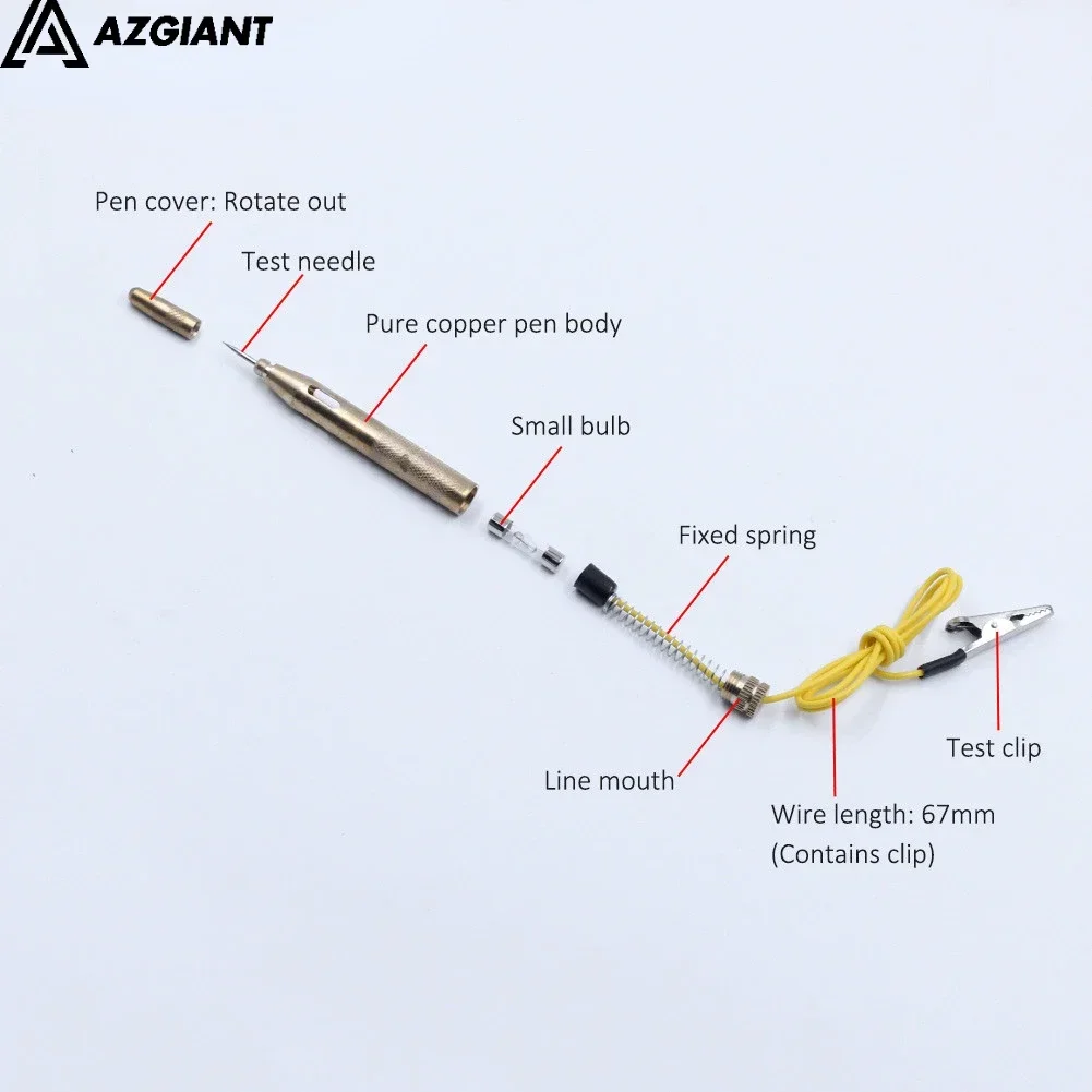 Automotive Copper circuit testing Car Light Lamp Voltage test light electrician line repair tool 12V 6V DC electric test pen