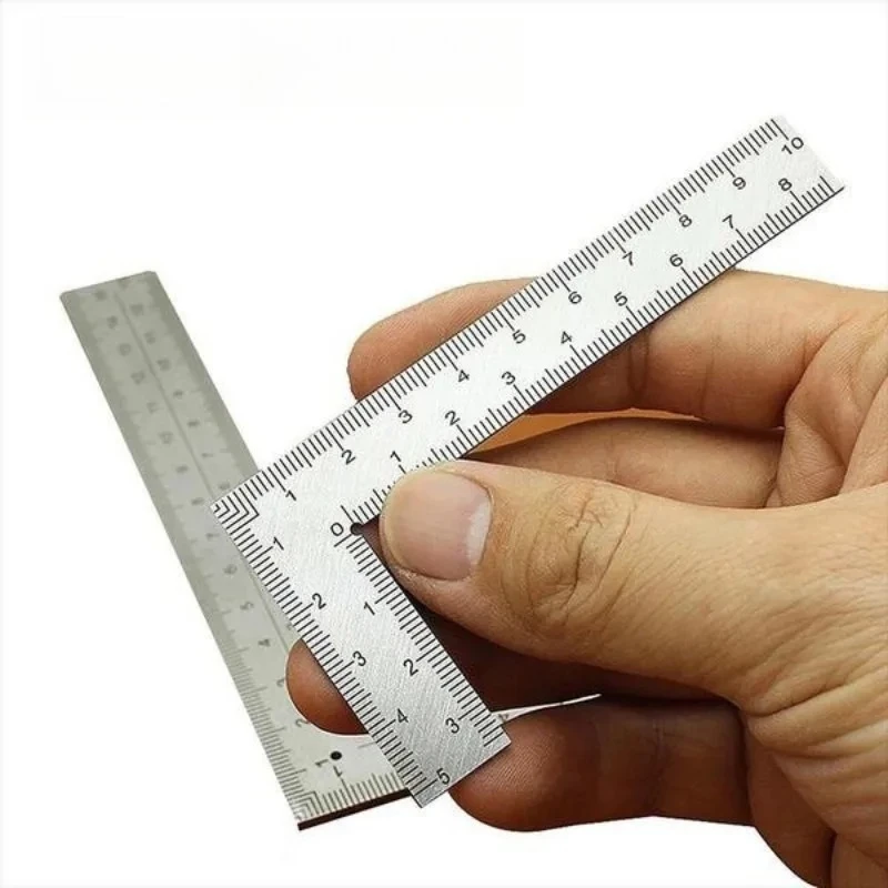 15*10cm/10*5cm Cute Stainless Steel Square Frame Ruler Metal RightAngle Measuring Layout ToolMini Drawing Ruler SchoolStationery