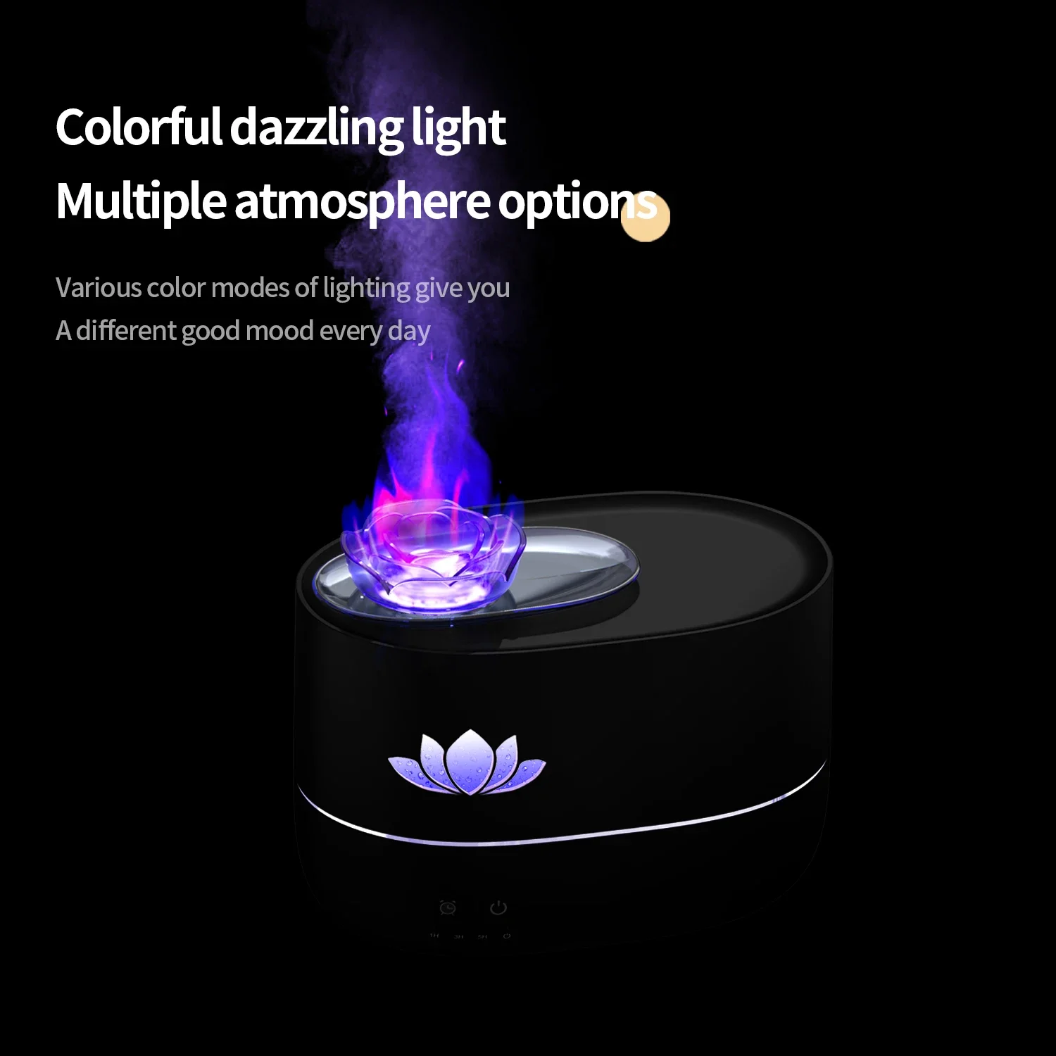 Lotus Flower Air Humidifier USB with LED Lamp Home Mini Diffuser 350ML USB Cable