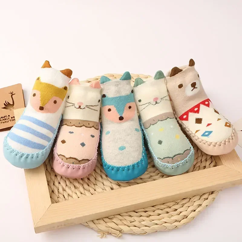 Winter Baby Cartoon Animal Floor Socks with Rubber Soft Anti Slip Sole Newborn Girls Boys Cute Toddler Shoes Socks Infant Stuff