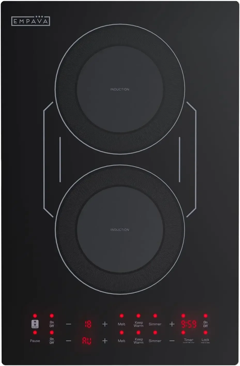 Double/Dual Induction 2 Burner, Shatter-proof Flat Glass Top, Bridge-SYNC, 3 Preset Modes, Bulit-in/Countertop