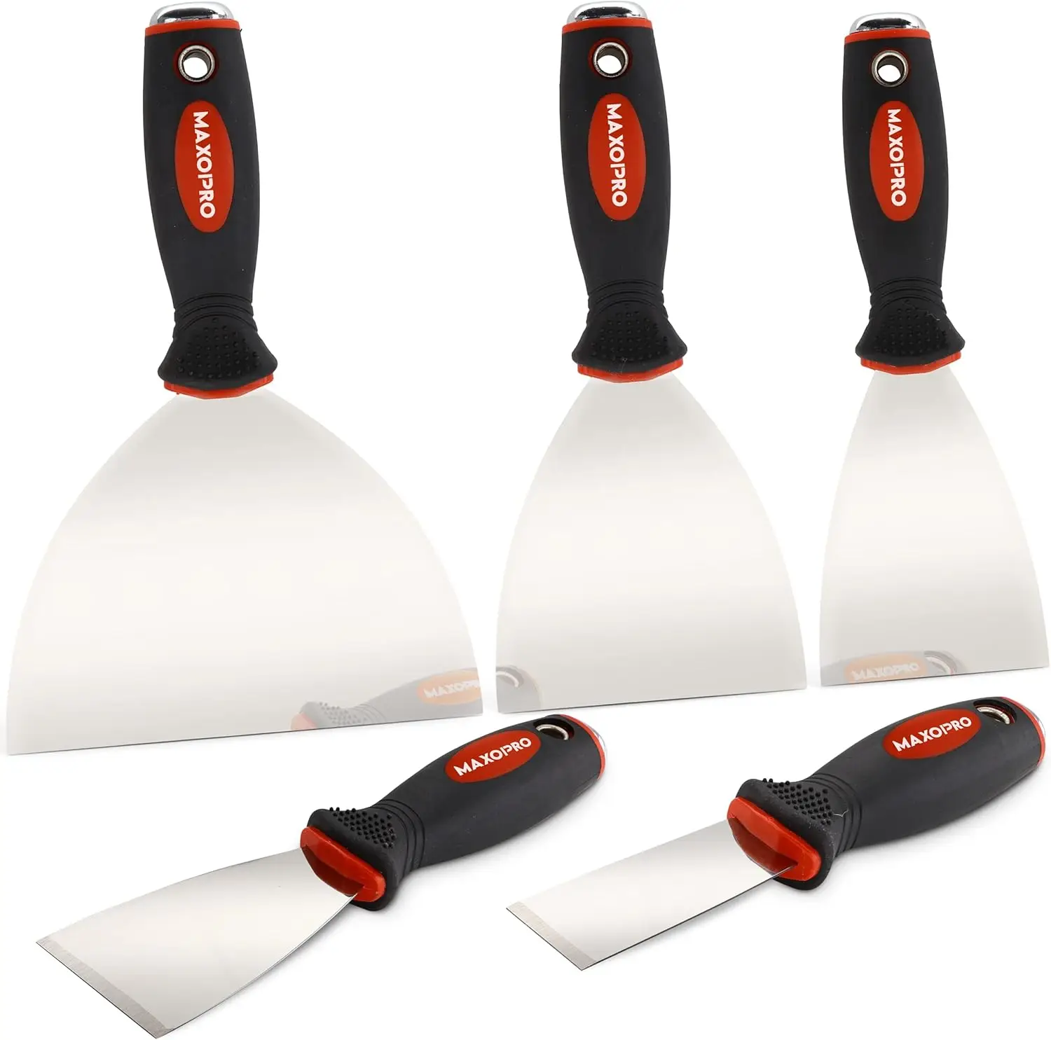 

5Pcs Stainless Steel Putty Knife Set – Durable Scrapers for Drywall, Spackle, Paint Removal, Wall Repair with Ergonomic Non-Slip Handle