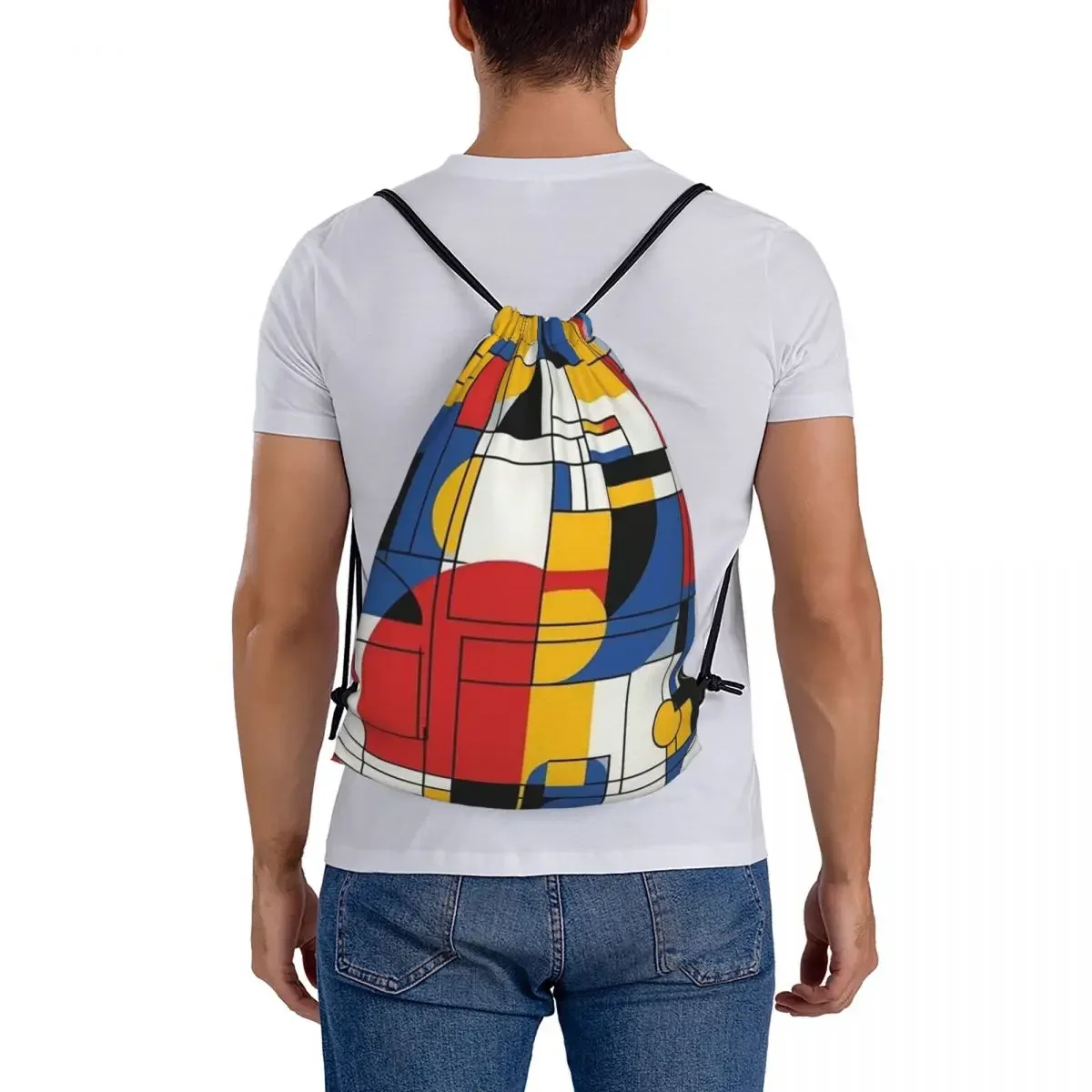 Piet Mondrian Backpacks Multi-function Drawstring Bags Sports Bag Book Bags for Travel School