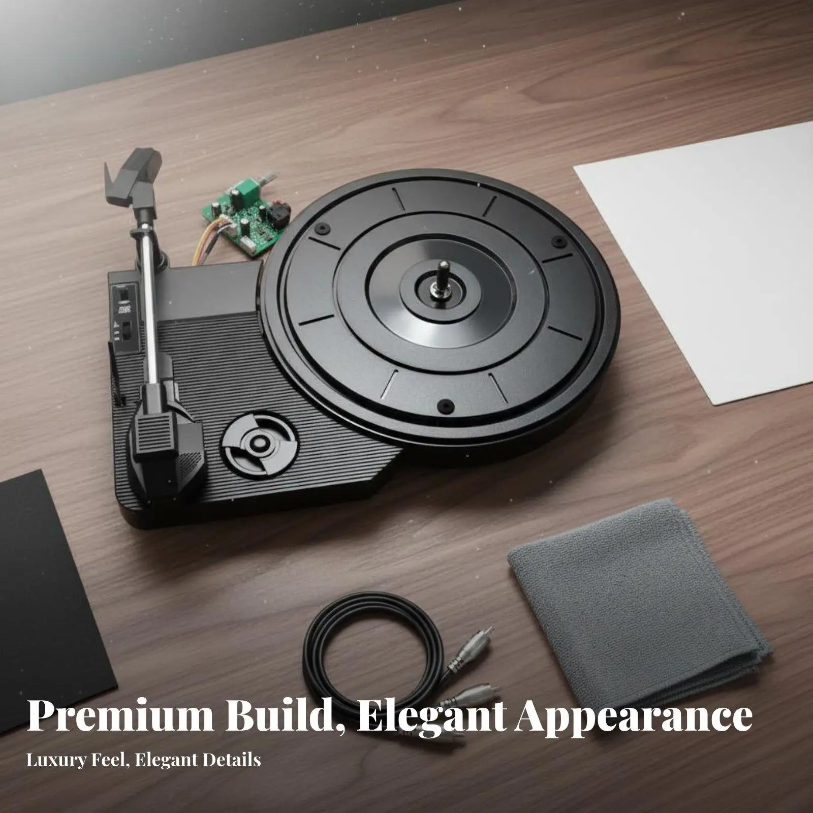 Turntable Movement Assembly with Preamp and Tonearm for Vintage Phonograph Repair and Custom Record Player Build