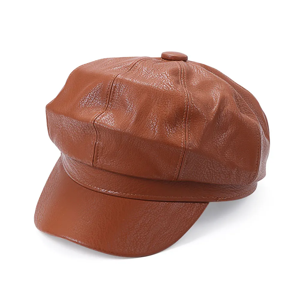 عارضة جديدة أزياء بو الجلود بلون موزع الصحف قبعة بلغت ذروتها قبعة قبعة قبعة قبعة موزع الصحف